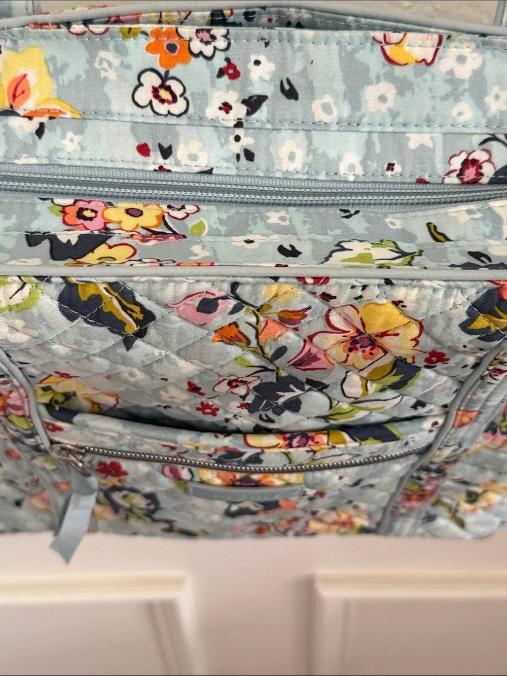 Vera Bradley Sky Blue Quilted Floral Shoulder Tote